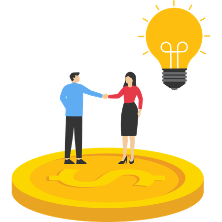 Businessman and woman shaking hand  Illustration