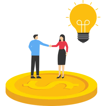 Businessman and woman shaking hand  Illustration