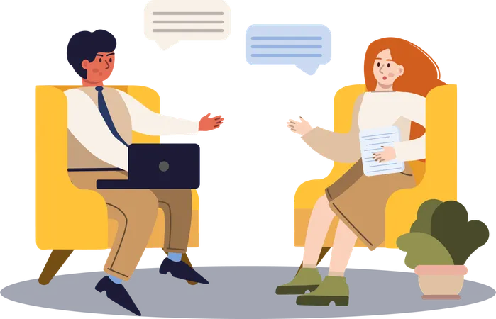 Businessman and woman talking about business  Illustration