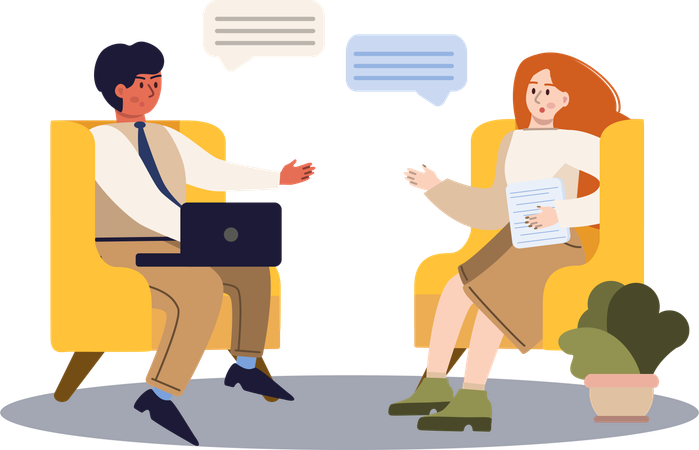 Businessman and woman talking about business  Illustration