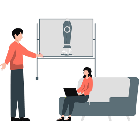 Businessman and woman talking business startup  Illustration