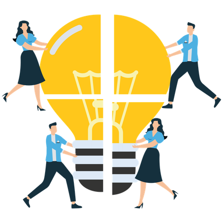 Businessman and Woman with jigsaw puzzle idea  Illustration