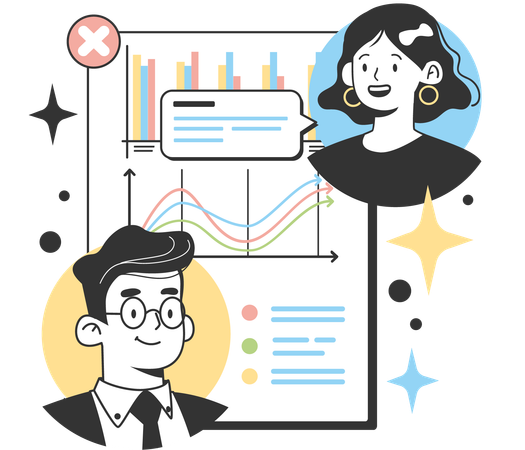 Businessman and woman with report  Illustration