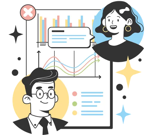 Businessman and woman with report  Illustration