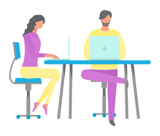 Businessman and woman working at office Illustration