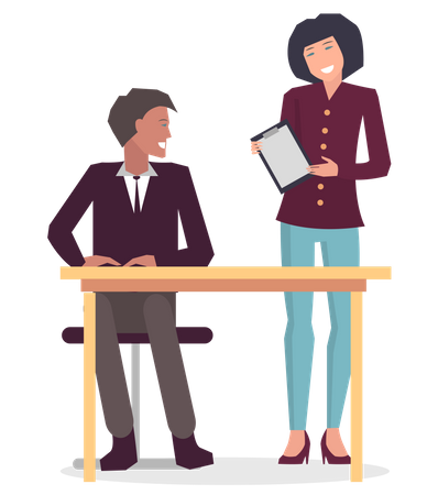 Businessman and woman working at office  Illustration