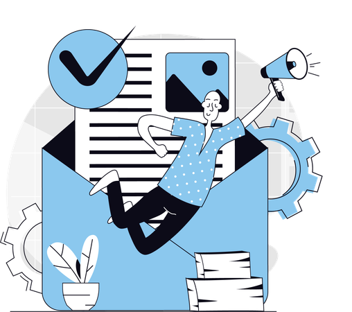 Businessman announce marketing mails  Illustration
