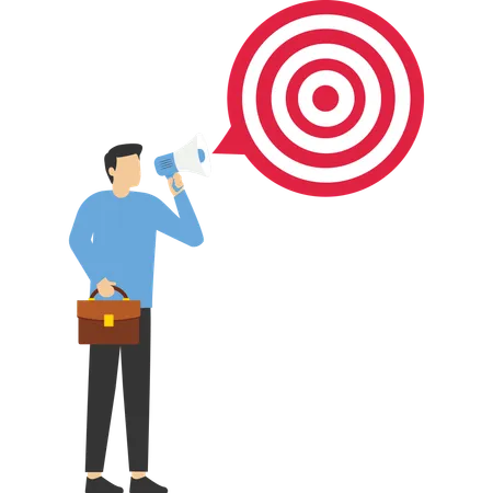 Businessman announce new goal with megaphone  Illustration