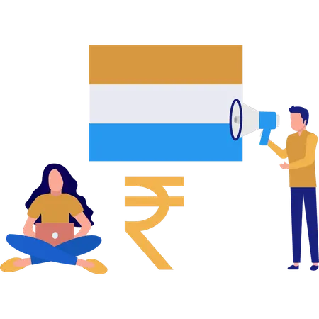 The Boy Is Announcing For An Indian Business Illustration
