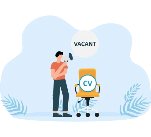 Businessman announces new job vacancy  Illustration
