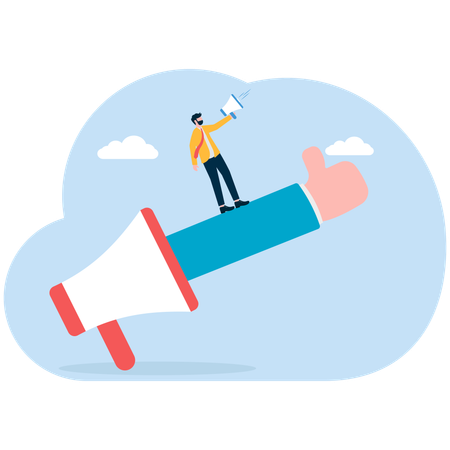 Businessman announcing customer feedback  Illustration