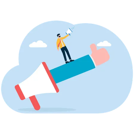 Businessman announcing customer feedback  Illustration