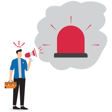 Businessman announcing emergency alert  Illustration