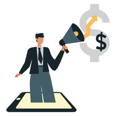 Businessman announcing financial growth  Illustration