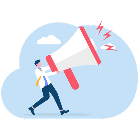 Businessman announcing marketing skills  Illustration