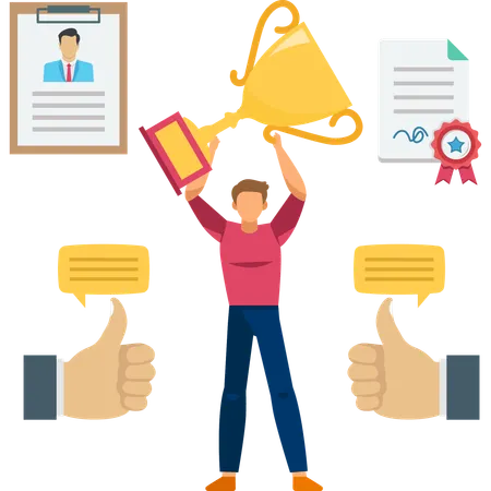 Businessman appreciate high performance employee  Illustration