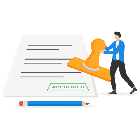 Businessman approves loan contract  Illustration