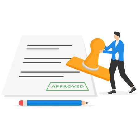 Businessman approves loan contract  Illustration