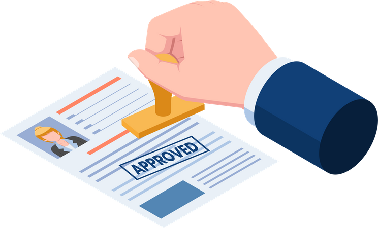 Businessman approving job application  イラスト