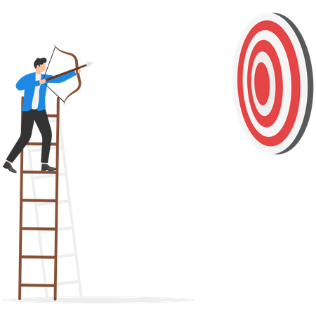 Businessman archery aiming bot to hit target  Illustration