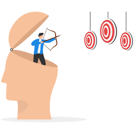 Businessman archery aiming bot to hit target  Illustration