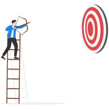 Businessman archery aiming bot to hit target  Illustration