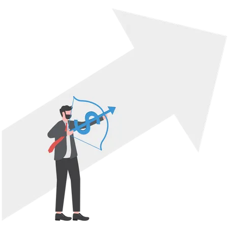 Business Target Market Businessman Archery With Dollar Arrow Illustration