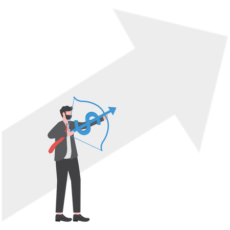 Businessman archery with dollar arrow  Illustration