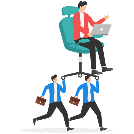 Businessman are carried on their leader's stretcher  Illustration