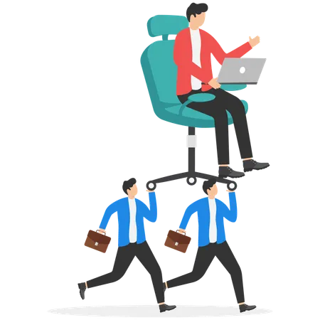 Businessman are carried on their leader's stretcher  Illustration