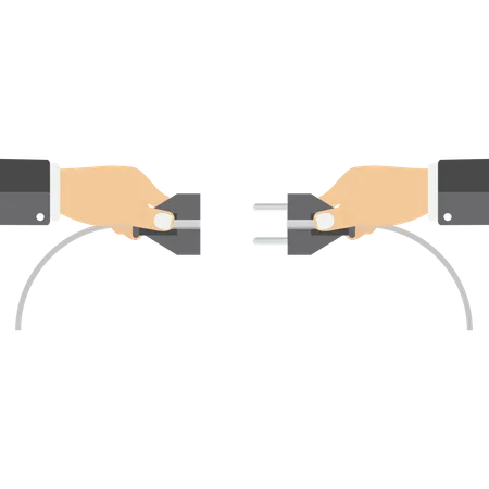 Businessmen Hands Are Connecting Plug And Outlet Vector Illustration 일러스트레이션