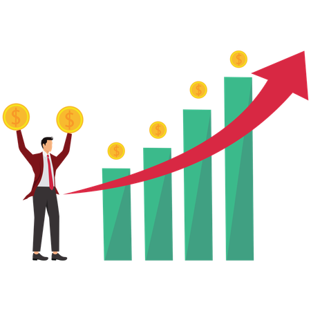 Businessman are successful in their investments and make a lot of profit  Illustration