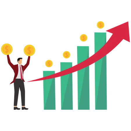 Businessman are successful in their investments and make a lot of profit  Illustration