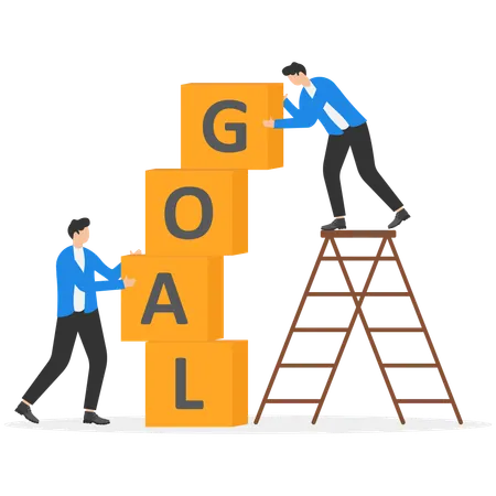 Businessman arranging goal cube for business goal  Illustration