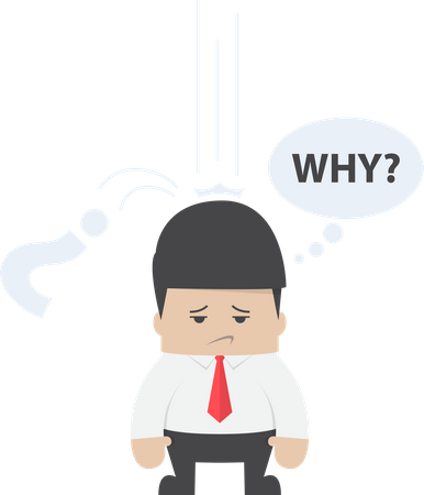 Businessman ask himself why with question mark sign Illustration