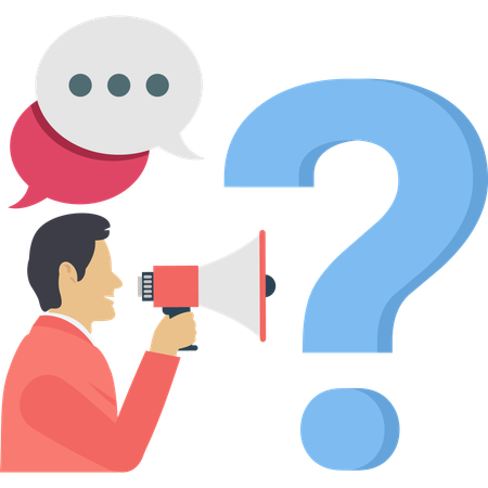 Businessman ask questions to get answers for solving problems  Illustration