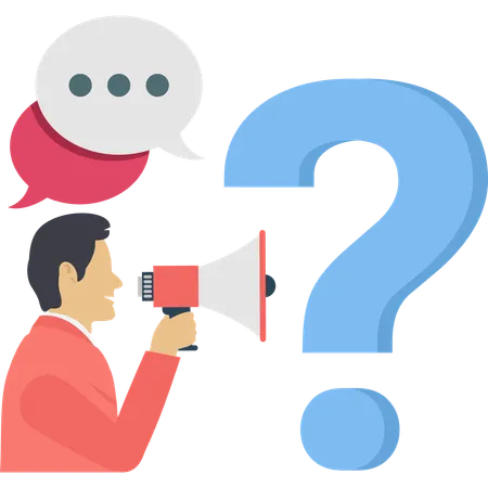 Businessman ask questions to get answers for solving problems  Illustration
