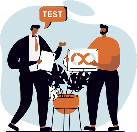 Businessman asking about Devops test  Illustration