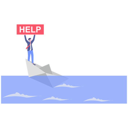 Businessman asking for help  Illustration