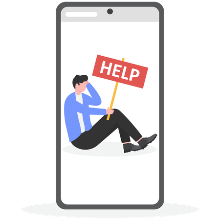 Businessman asking for online help  Illustration
