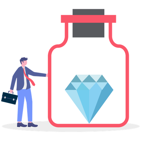Businessman asks for diamond gemstone  Illustration
