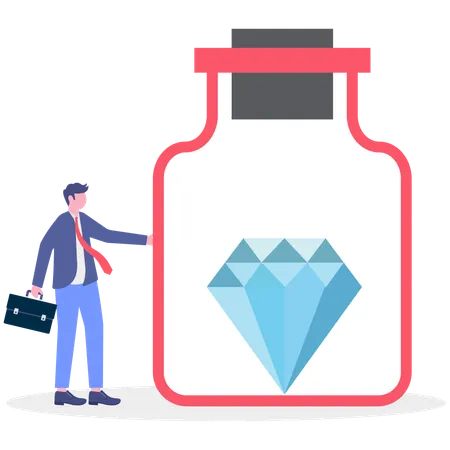 Businessman asks for diamond gemstone  Illustration