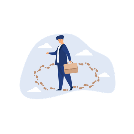 Businessman at career path end point  Illustration