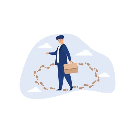 Businessman at career path end point  Illustration