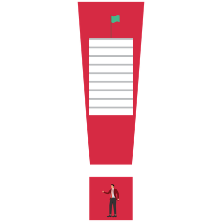 Businessman at Exit Door Exclamation Mark  Illustration