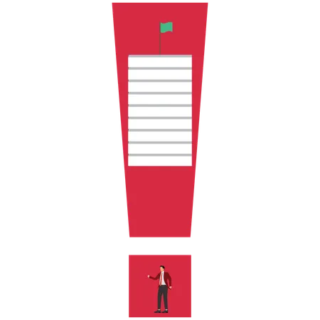 Businessman at Exit Door Exclamation Mark  Illustration