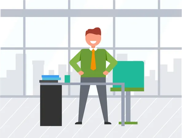 Businessman at office  Illustration