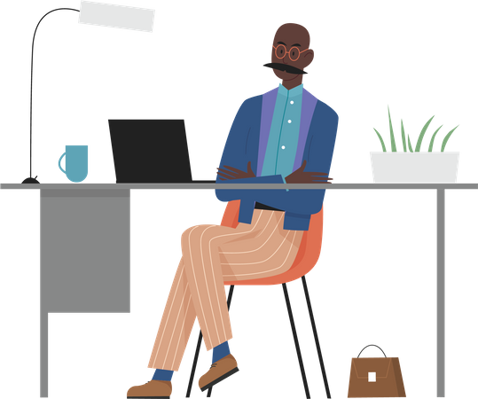Businessman at office  Illustration