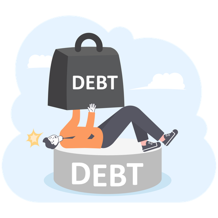 Businessman attack with heavy debt tax  Illustration