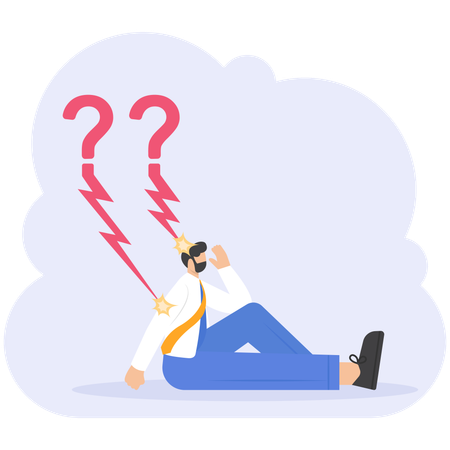 Businessman attacked by thunder question mark  Illustration